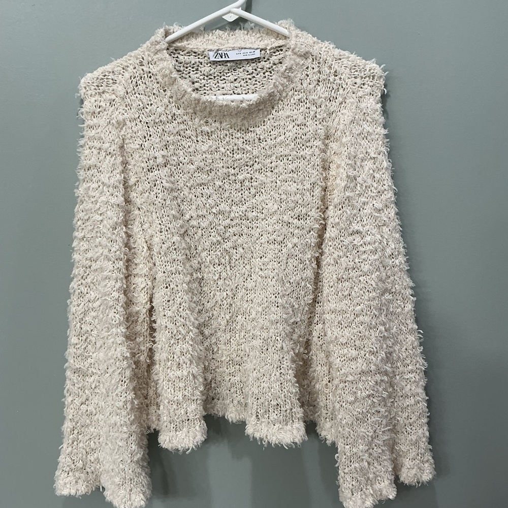 Zara Beige Textured Women's Sweater